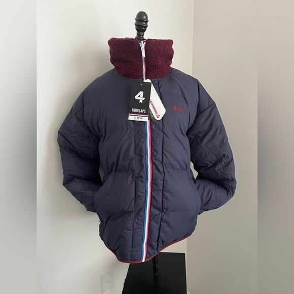 NWT Fourlaps reversible polar quilted Sherpa jacket Burgundy/Smoke size Small - Picture 2 of 16